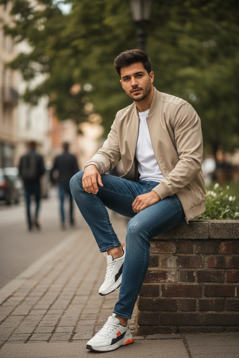 Young Stylish Man on Brick Wall